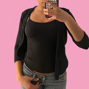 Blue Navy Button-Up Cardigan